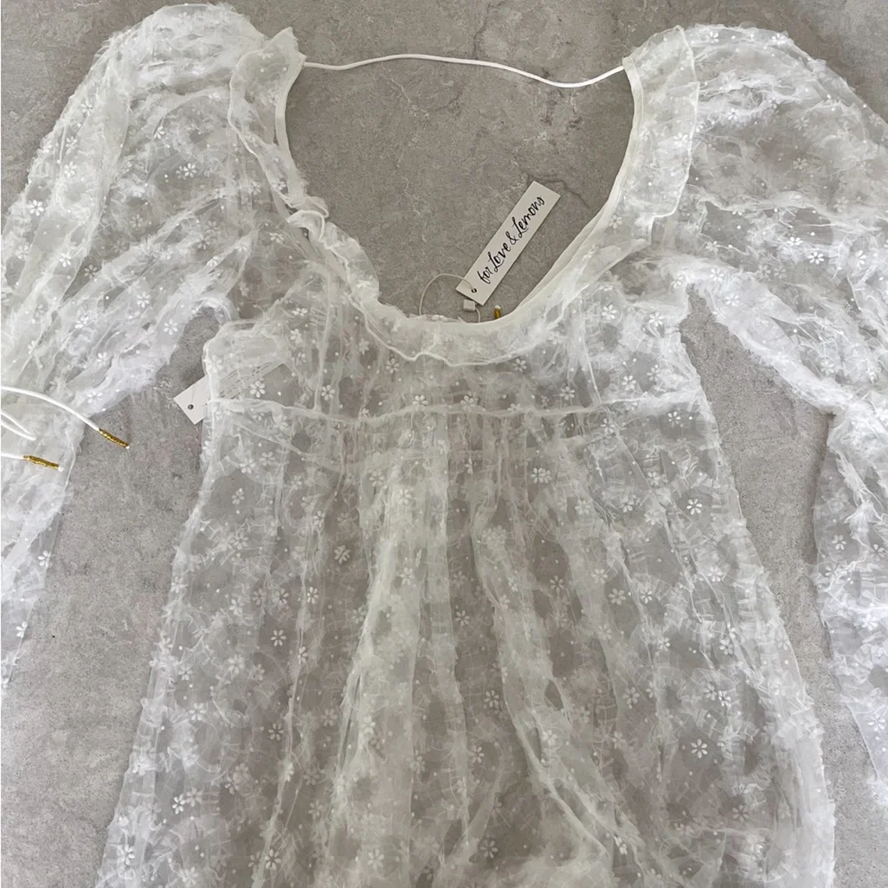 For Love And Lemons Kalea Tulle Maxi Dress white sheer tulle dress - size small - Picture 15 of 17